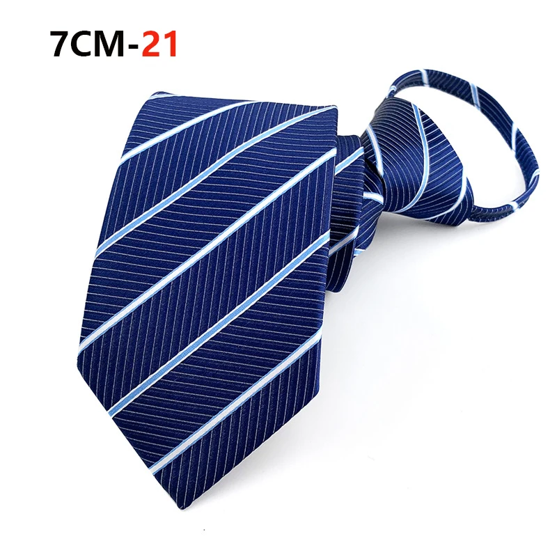 Zipper Tie Mens Necktie Lazy Pre-tied Ties Striped 7cm Neck Tie Zipper Necktie For Men Women Bridegroom Wedding Wholesale