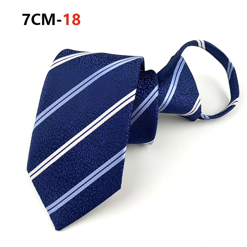 Zipper Tie Mens Necktie Lazy Pre-tied Ties Striped 7cm Neck Tie Zipper Necktie For Men Women Bridegroom Wedding Wholesale