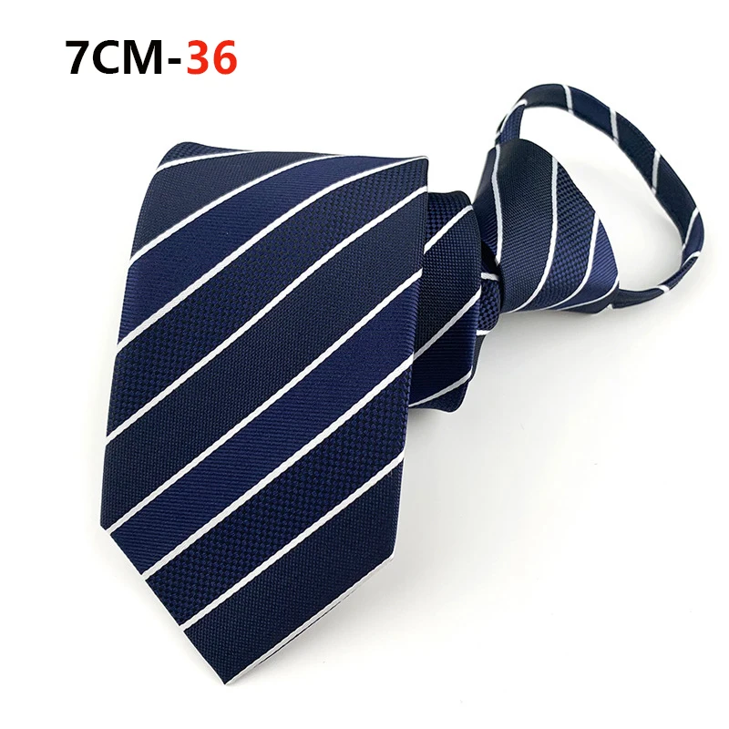 Zipper Tie Mens Necktie Lazy Pre-tied Ties Striped 7cm Neck Tie Zipper Necktie For Men Women Bridegroom Wedding Wholesale