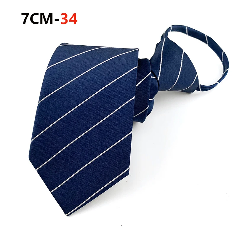 Zipper Tie Mens Necktie Lazy Pre-tied Ties Striped 7cm Neck Tie Zipper Necktie For Men Women Bridegroom Wedding Wholesale