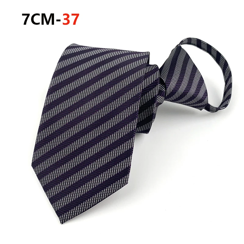 Zipper Tie Mens Necktie Lazy Pre-tied Ties Striped 7cm Neck Tie Zipper Necktie For Men Women Bridegroom Wedding Wholesale
