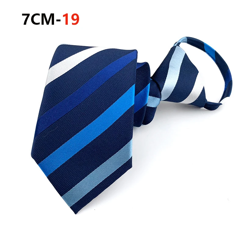 Zipper Tie Mens Necktie Lazy Pre-tied Ties Striped 7cm Neck Tie Zipper Necktie For Men Women Bridegroom Wedding Wholesale