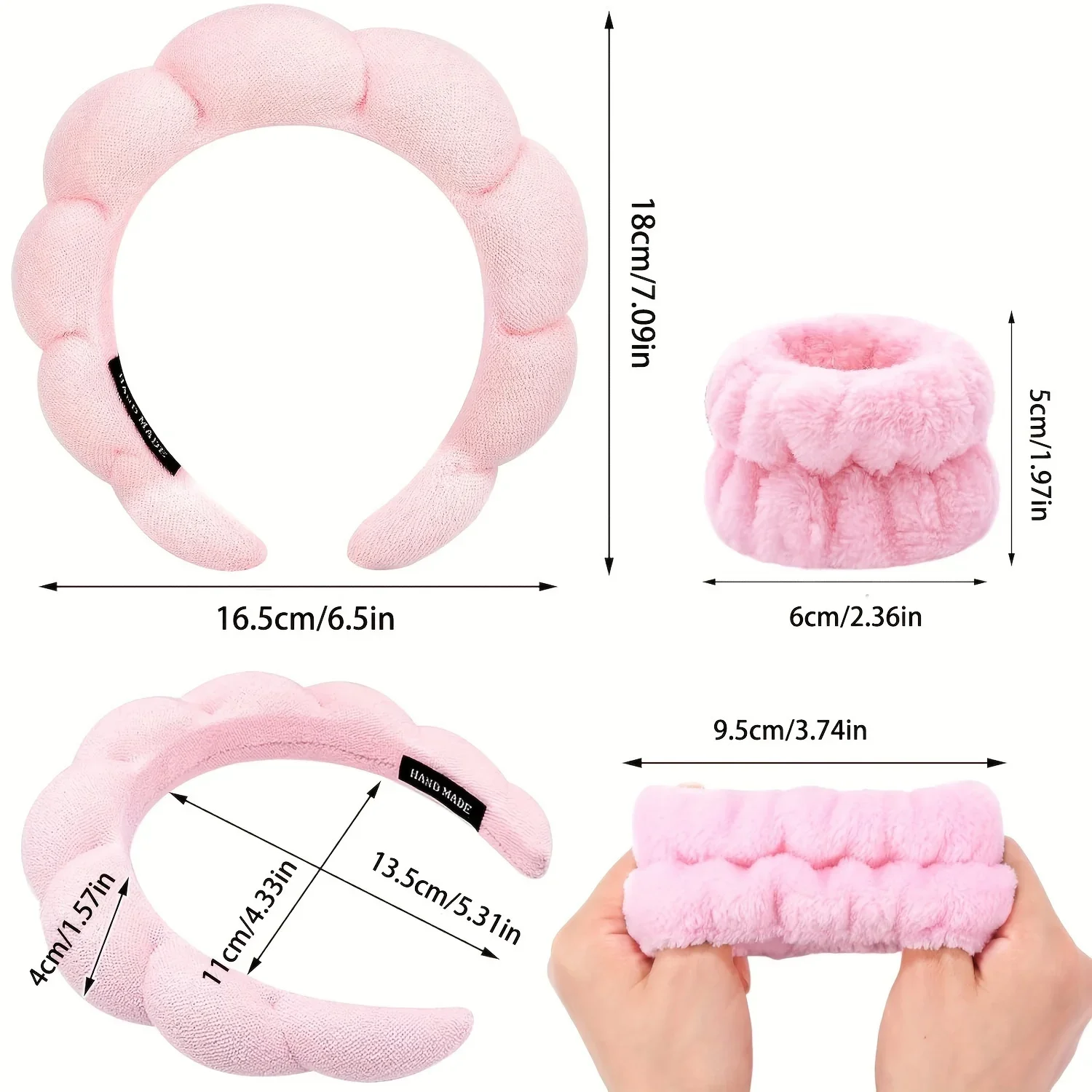 4pcs Fashionable Shampoo Set, Wrist Guards, Bun, Spa Foam Headwear, Facial Makeup, Shower, Skin Care Tools