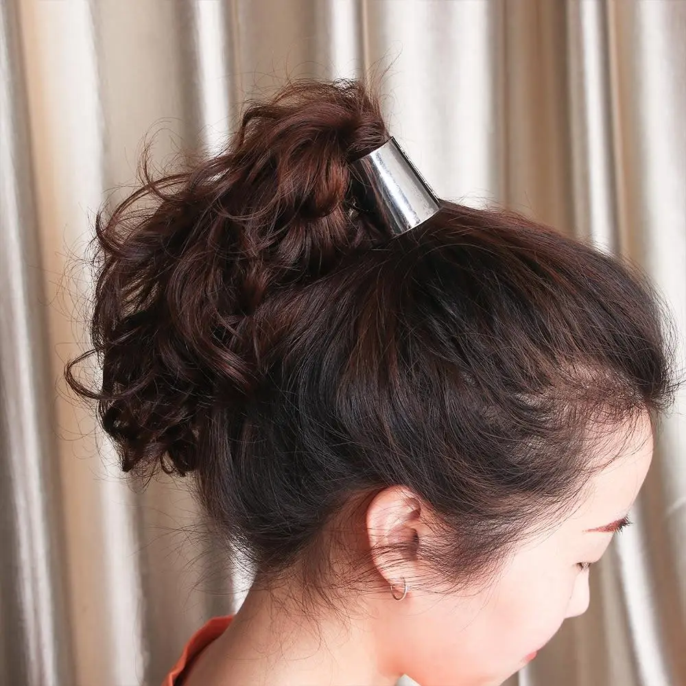 Circle Cuff Gold&Silver Gothic Ponytail Clip Elastic Wrap Ponytail Holder Punk Hair Band Metal Ponytail Clip Hair Cuff