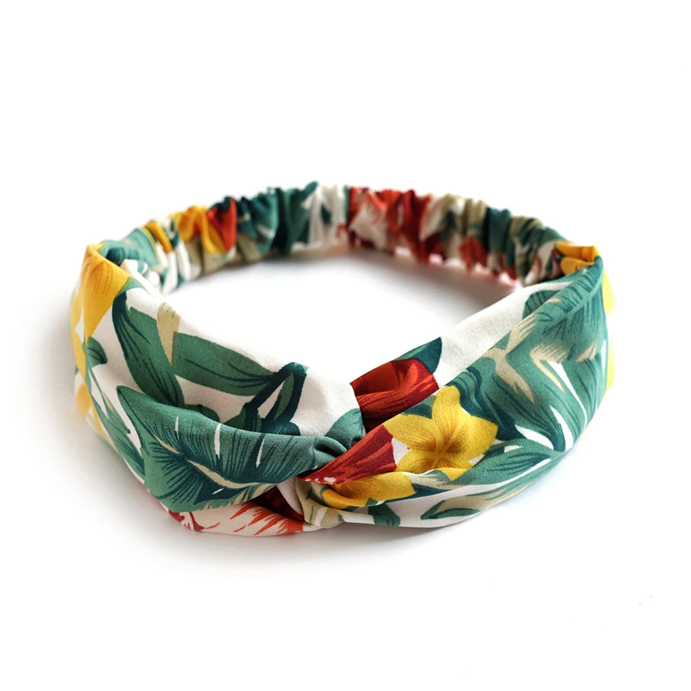 Fashion Bohemian Style Hair Bands Elastic Yoga Headband Women Headwear Print Vintage Cross Unisex Scrunchies Hair Accessories