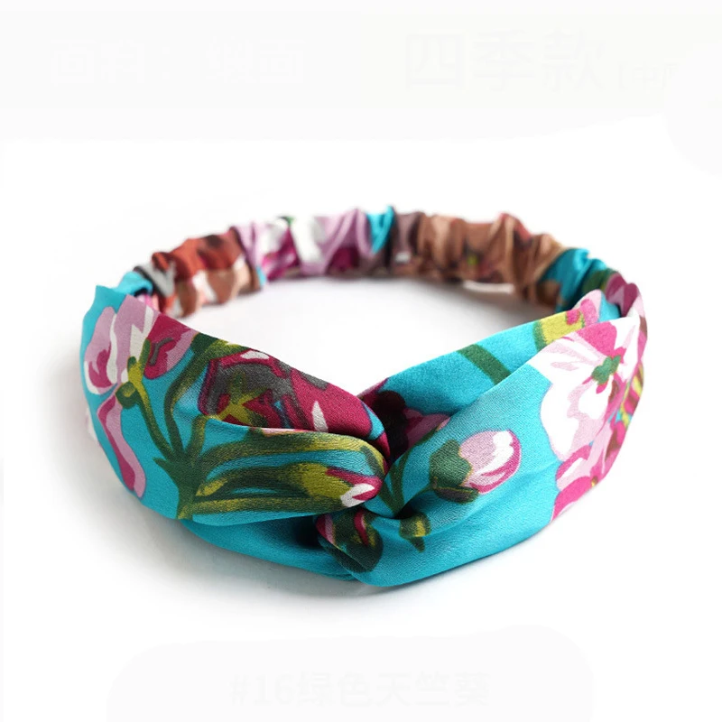 Fashion Bohemian Style Hair Bands Elastic Yoga Headband Women Headwear Print Vintage Cross Unisex Scrunchies Hair Accessories