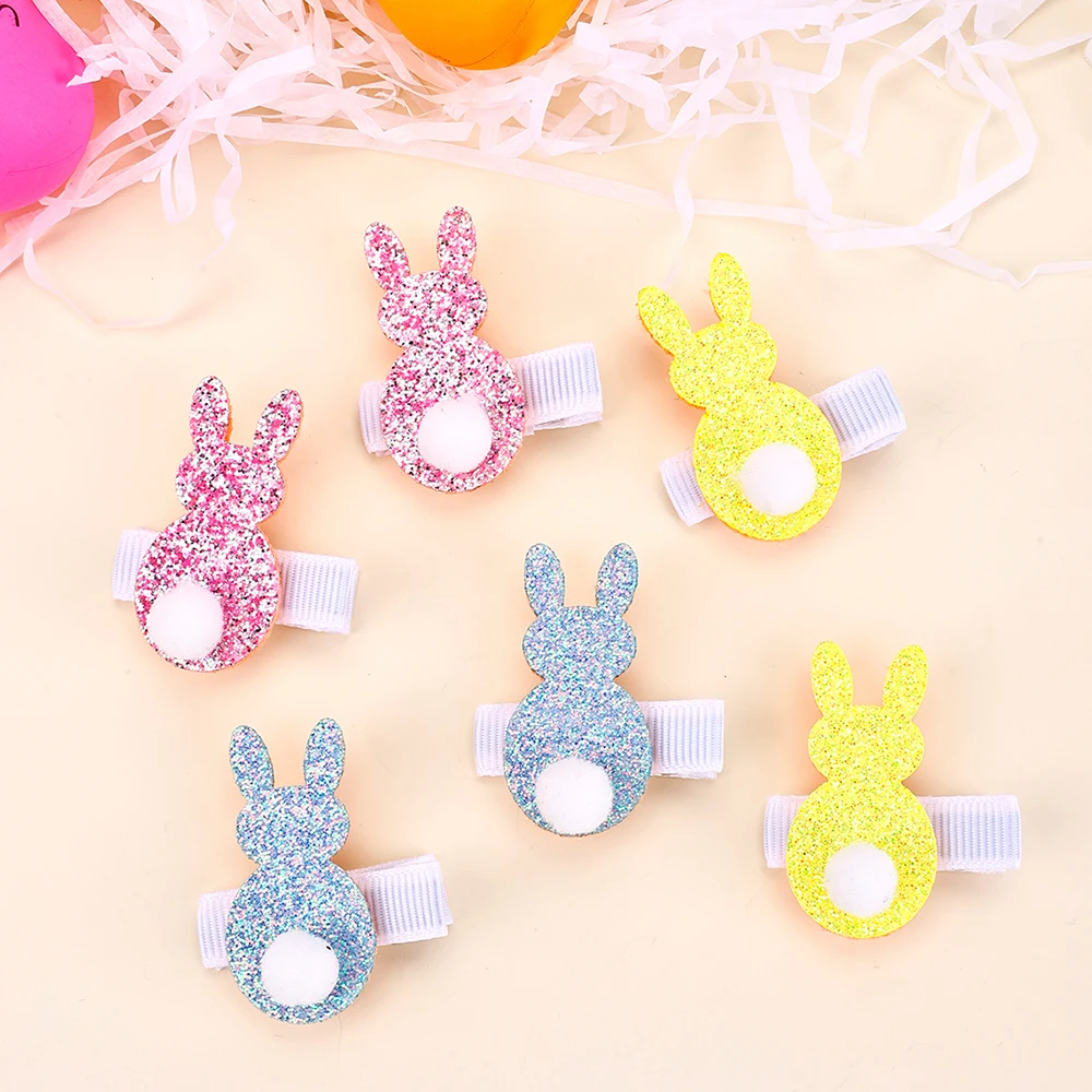 3Pcs Glitter Hair Clips Baby Girl Colourful Pink Rainbow Clouds Unicorn Handmade Barrettes School Headwear Hair Accessories