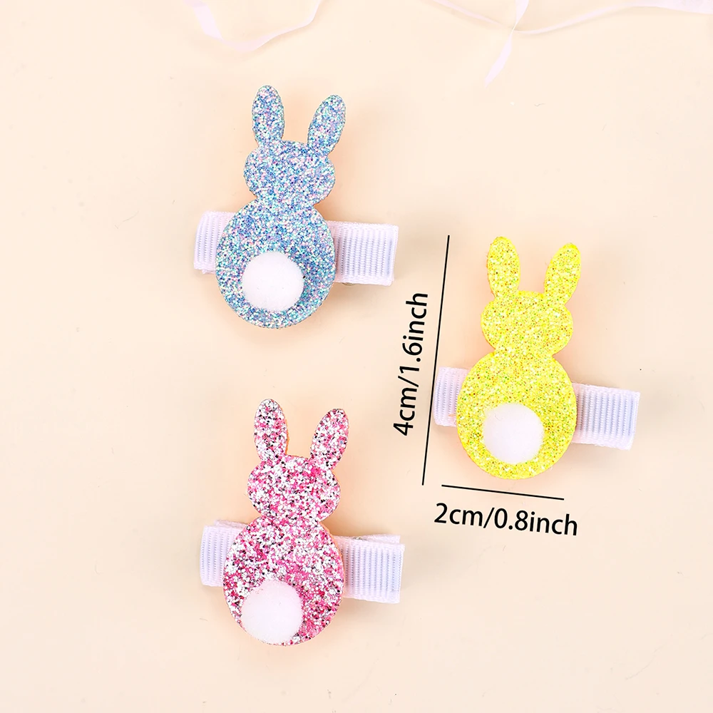 3Pcs Glitter Hair Clips Baby Girl Colourful Pink Rainbow Clouds Unicorn Handmade Barrettes School Headwear Hair Accessories