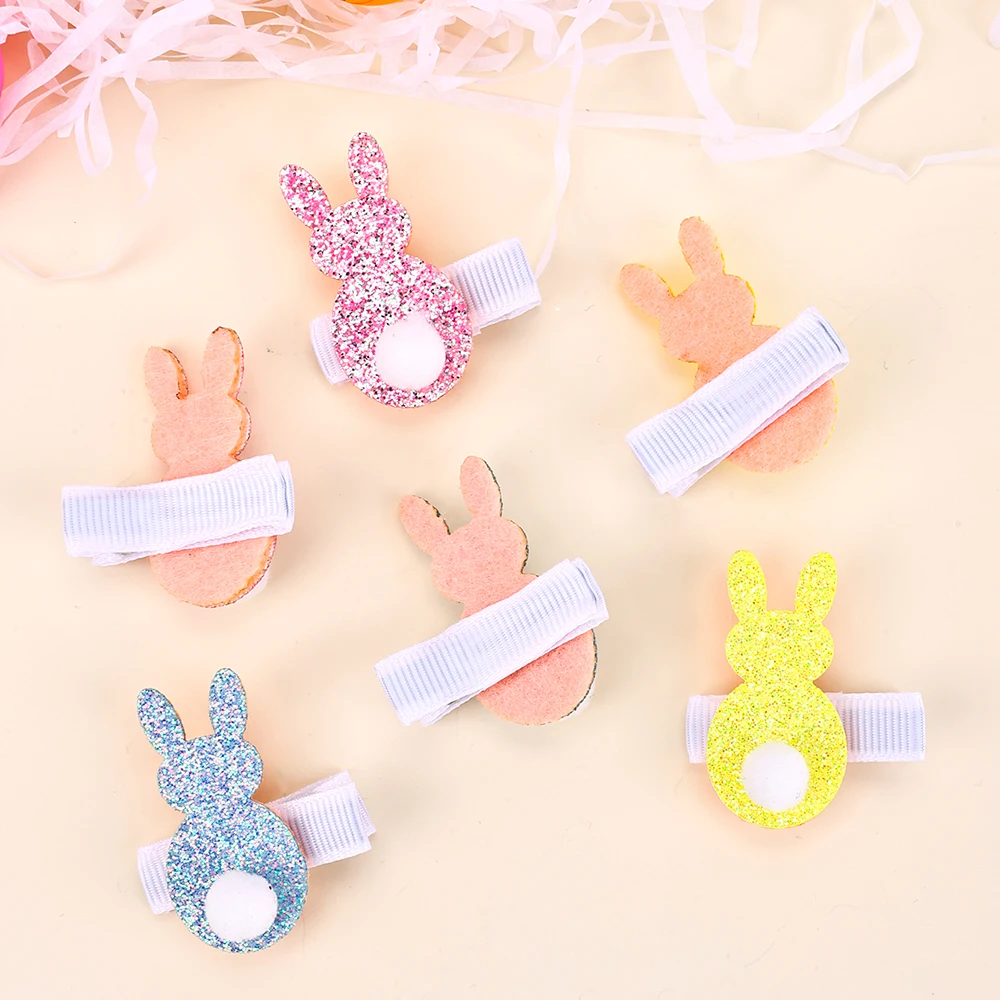 3Pcs Glitter Hair Clips Baby Girl Colourful Pink Rainbow Clouds Unicorn Handmade Barrettes School Headwear Hair Accessories