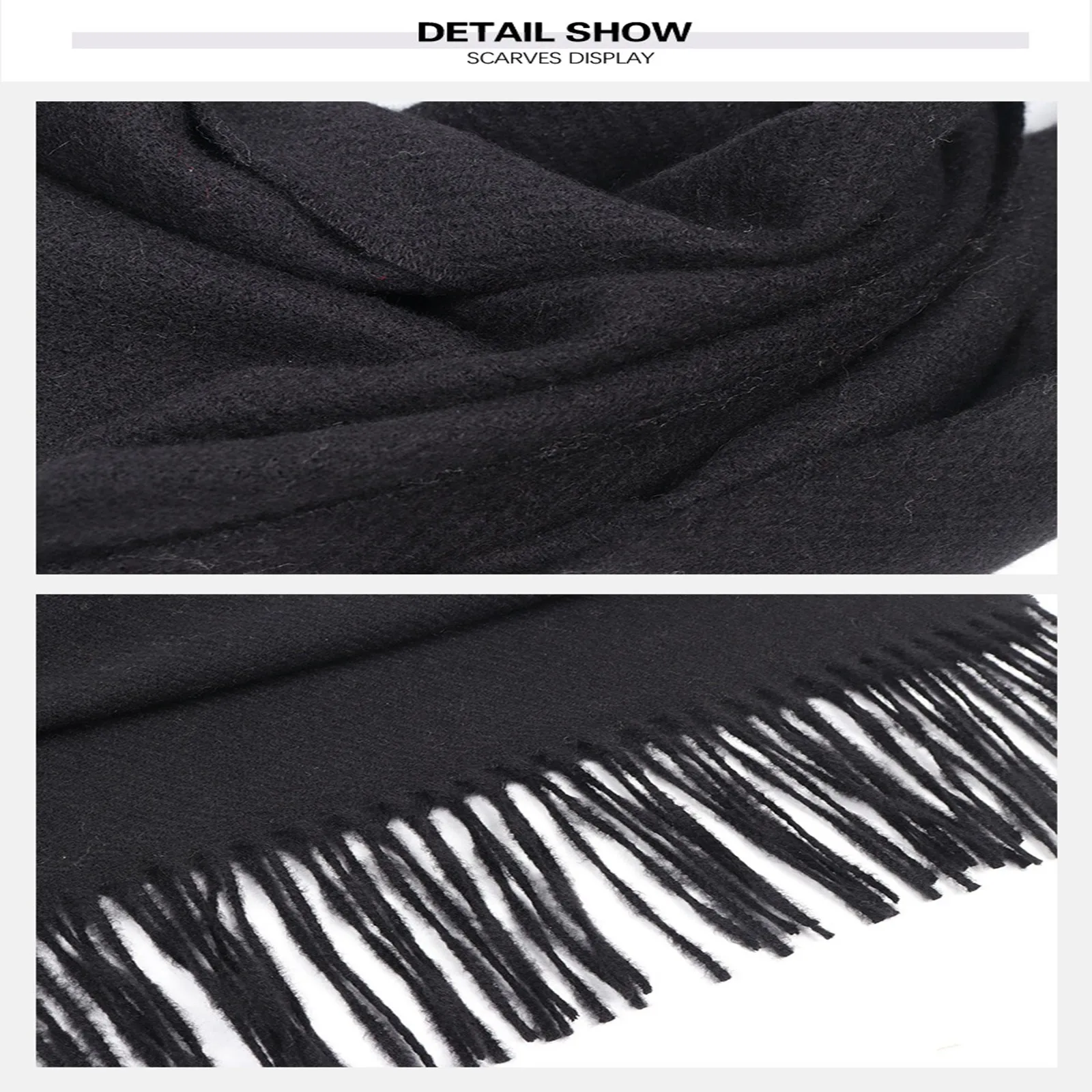 Winter Scarf For Women Cashmere Warm Solid Pashmina Blanket Wraps Female Thick Soft Bufanda Big Tassel Shawl Long Poncho Echarpe