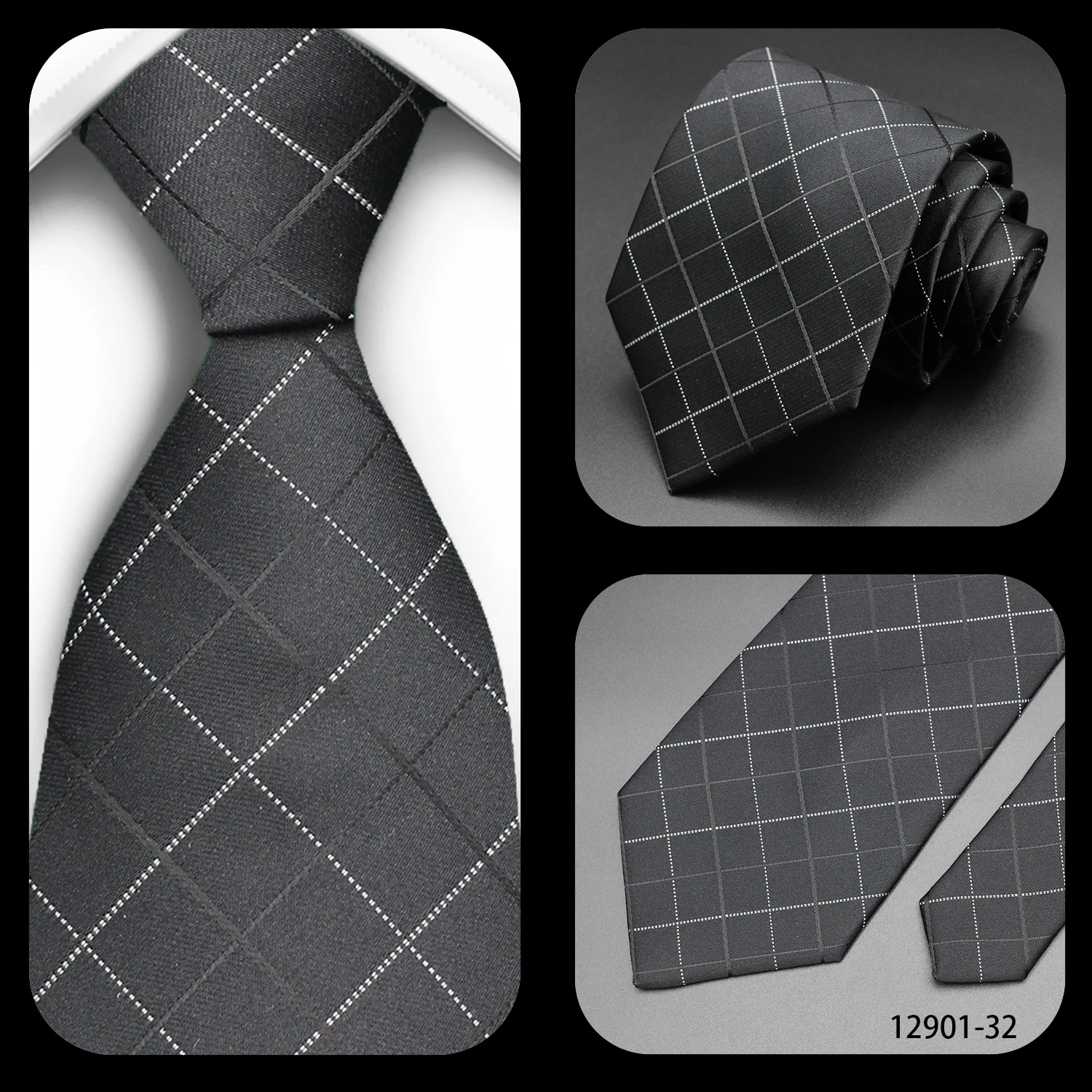Luxury Black Colors 8CM Men's Necktie Paisley Striped Jacquard Cravat Business Ties For Man