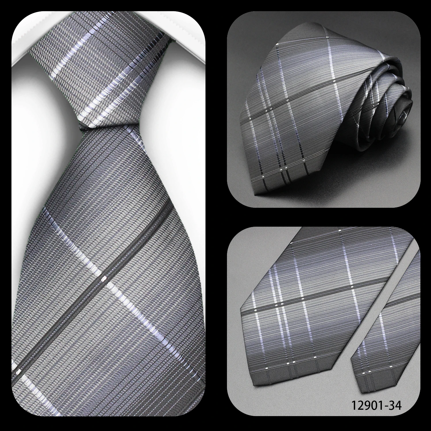 Luxury Black Colors 8CM Men's Necktie Paisley Striped Jacquard Cravat Business Ties For Man