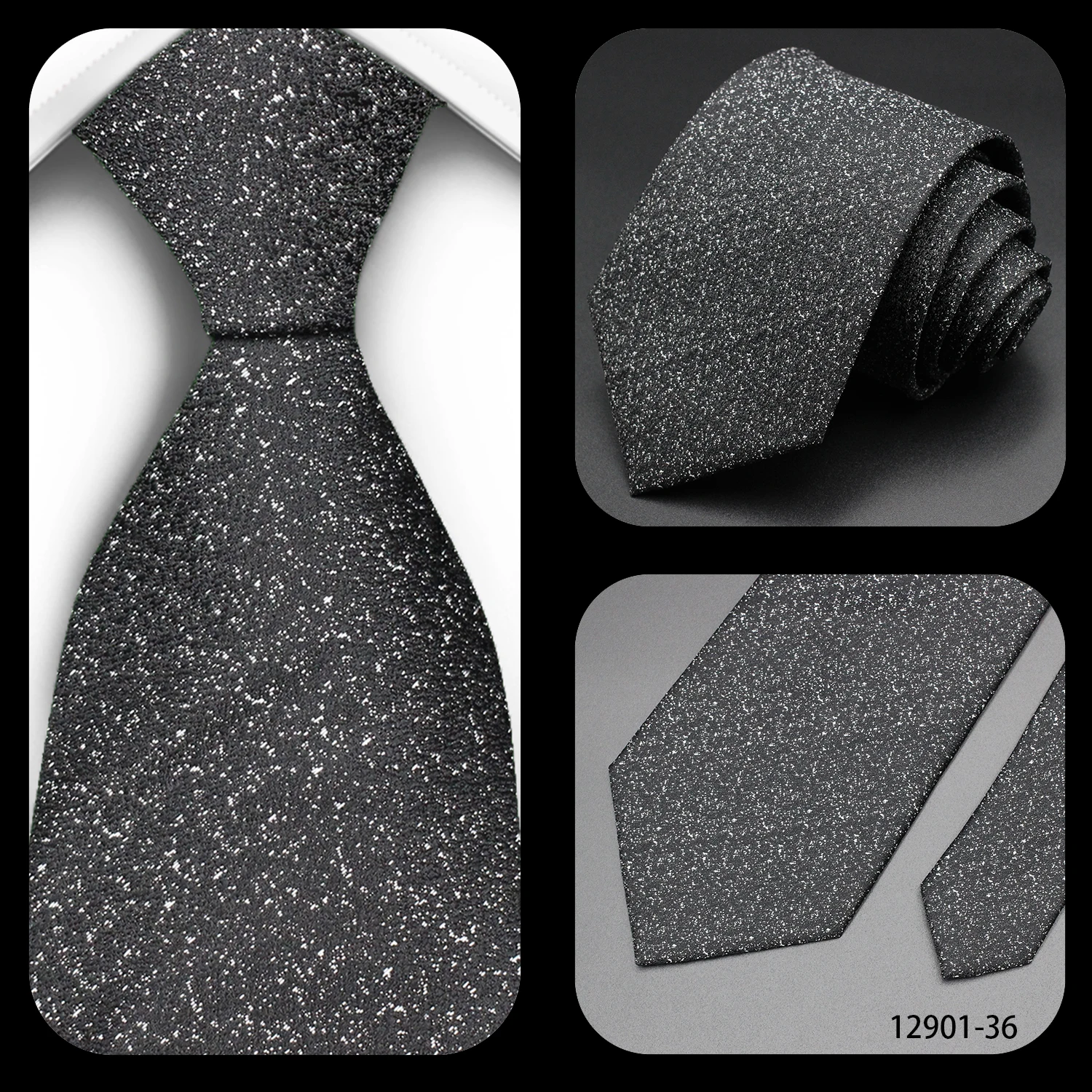 Luxury Black Colors 8CM Men's Necktie Paisley Striped Jacquard Cravat Business Ties For Man