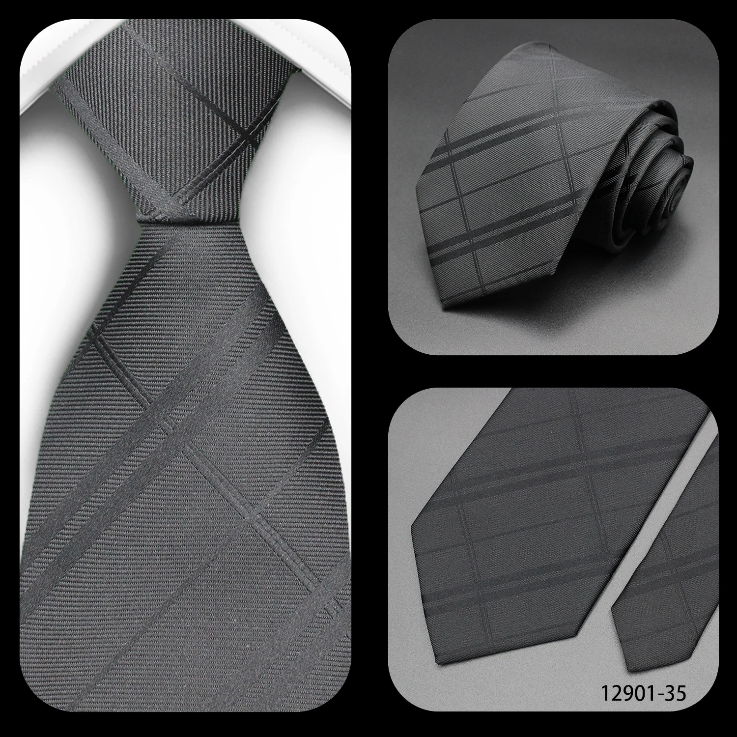 Luxury Black Colors 8CM Men's Necktie Paisley Striped Jacquard Cravat Business Ties For Man