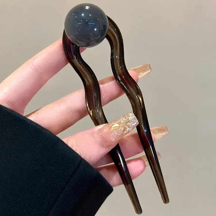Fashion Colored U-Shaped Hairpin Hair Fork Trendy Acrylic Material Hair Clip for Women Girls Retro Jewelry Headwear Accessories