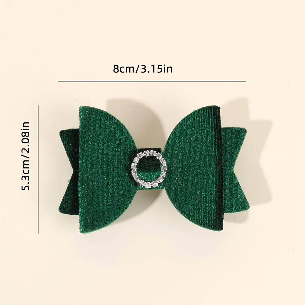 2Pcs Fashion Velvet Bow Hairpin Rhinestone Clips Volume tongs Double Braids Barrettes For Women Girls Accessories Headdresses