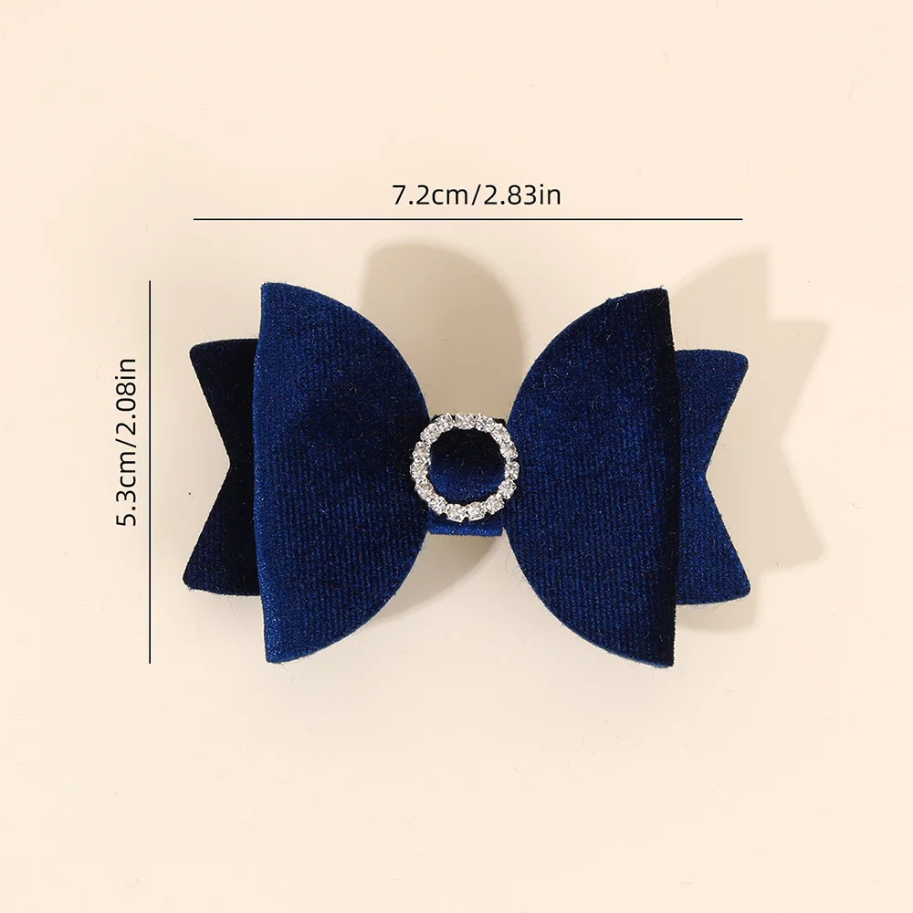 2Pcs Fashion Velvet Bow Hairpin Rhinestone Clips Volume tongs Double Braids Barrettes For Women Girls Accessories Headdresses
