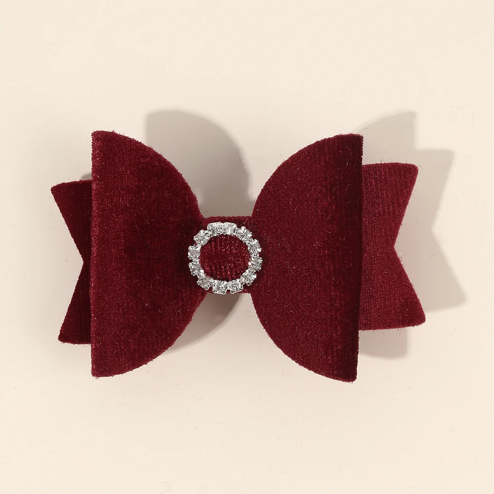 2Pcs Fashion Velvet Bow Hairpin Rhinestone Clips Volume tongs Double Braids Barrettes For Women Girls Accessories Headdresses