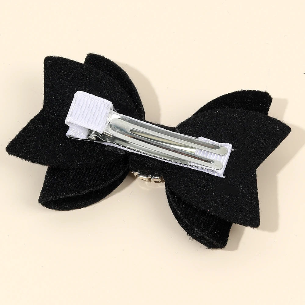 2Pcs Fashion Velvet Bow Hairpin Rhinestone Clips Volume tongs Double Braids Barrettes For Women Girls Accessories Headdresses