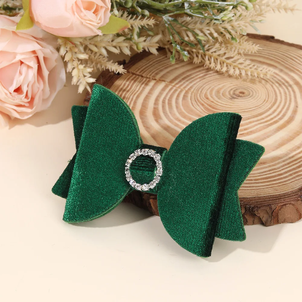2Pcs Fashion Velvet Bow Hairpin Rhinestone Clips Volume tongs Double Braids Barrettes For Women Girls Accessories Headdresses