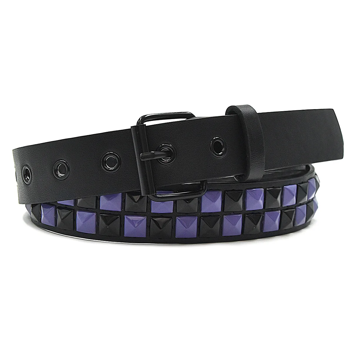 Purple Rivet Punk Women's Belt Hip Hop Y2k Jeans Accessories Girdle Fashion Trend Pu Leather Pin Buckle Waistband Unisex