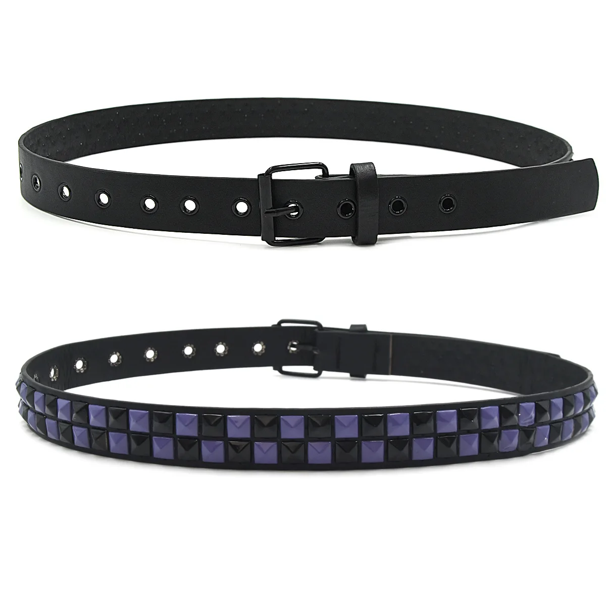 Purple Rivet Punk Women's Belt Hip Hop Y2k Jeans Accessories Girdle Fashion Trend Pu Leather Pin Buckle Waistband Unisex