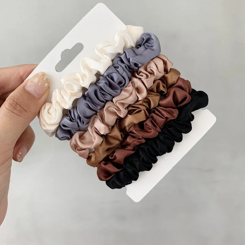 6Pcs Advanced and Elegant, Minimalist Simulation Silk Hair Loop, Versatile, High-end Tie Hair Rope, High Ponytail Leather Band.