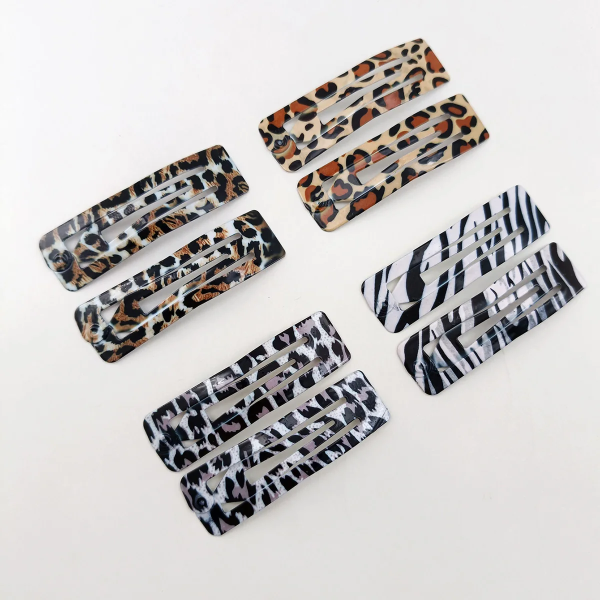 8pcs/set Leopard Print Hair Clips for Women Girls Vintage Geometric Drop BB Clips Bangs Hairpins Barrettes Hair Accessories