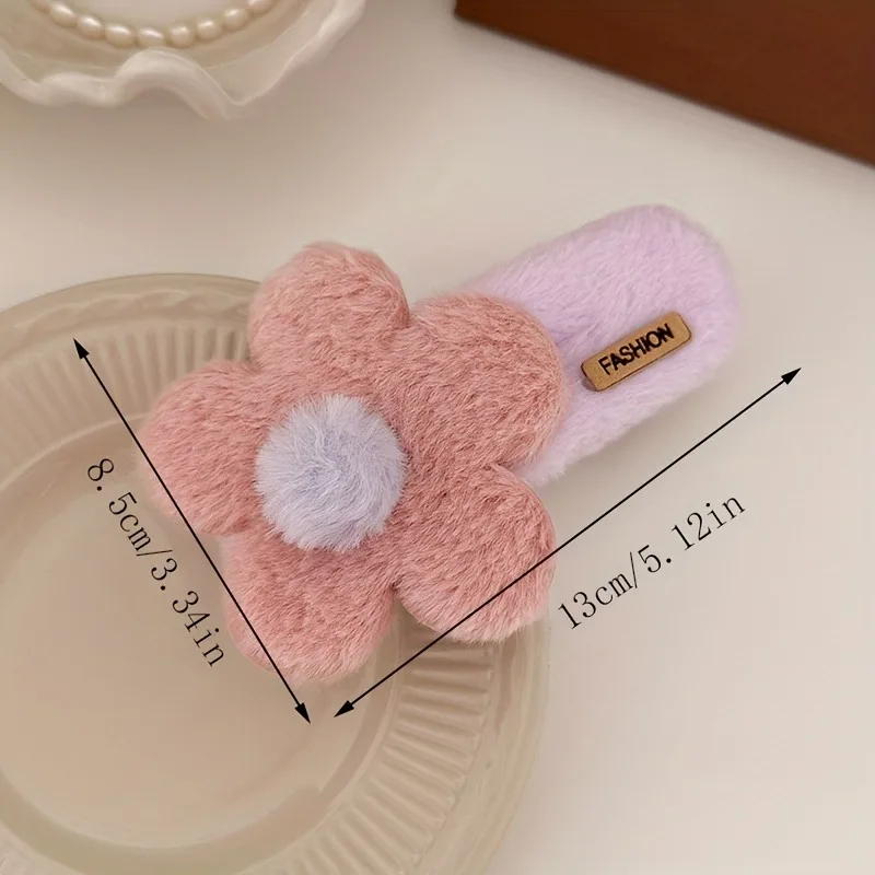 1/3pcs New Plush Flower Hair Clip Handmade Cute Hairstyle Hairpins Big Headwear Accessories Women Headwear  Accessories