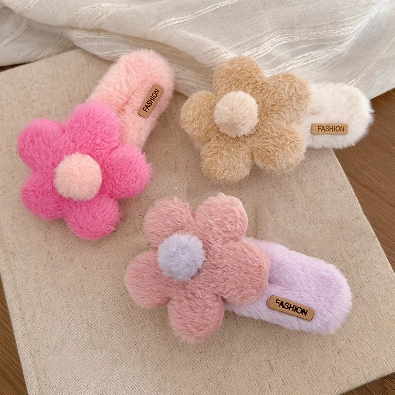 1/3pcs New Plush Flower Hair Clip Handmade Cute Hairstyle Hairpins Big Headwear Accessories Women Headwear  Accessories