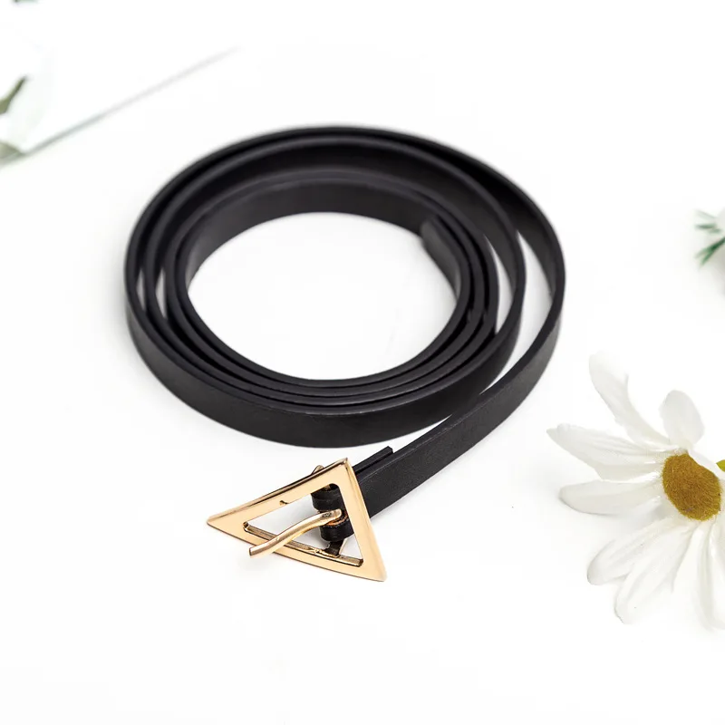 Fashion Adjustable Thin Belt Luxury Black PU Leather Female Designer Girdle Korean Corset Metal Buckle Belts For Women White