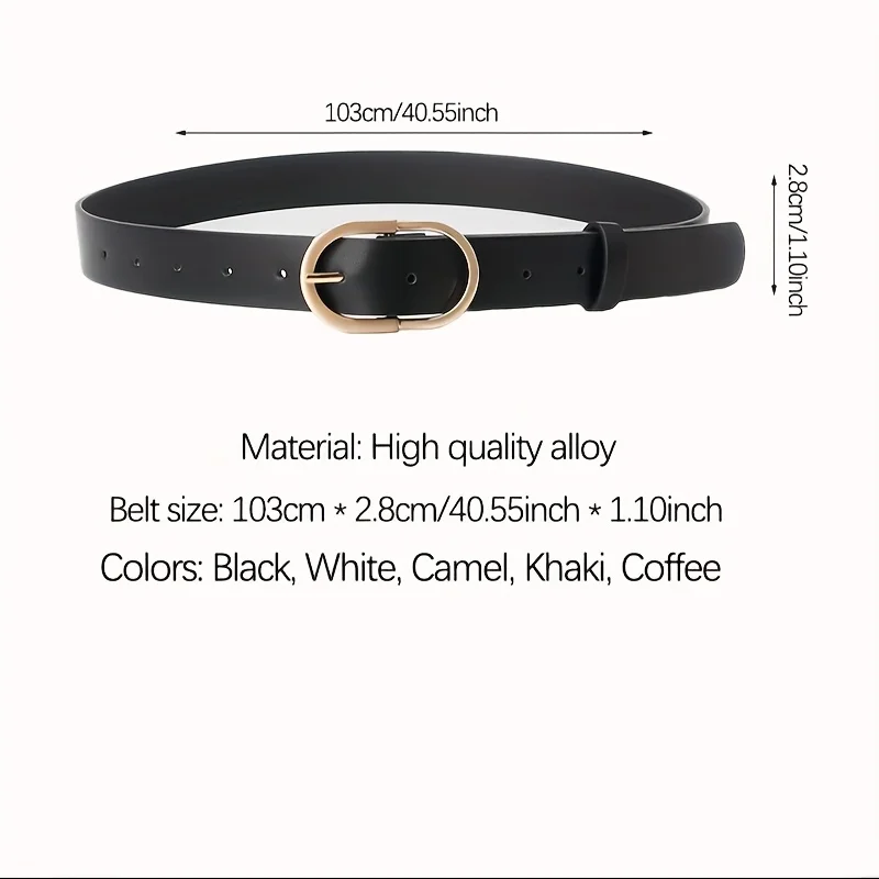 1pcs Women's Belt Fashion Classic Buckle PU Leather Belt Versatile Casual Golden Needle Buckle - Pair with Jeans, Pants, Dress