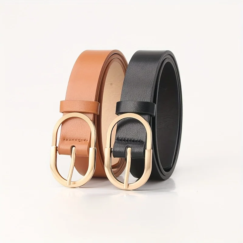 1pcs Women's Belt Fashion Classic Buckle PU Leather Belt Versatile Casual Golden Needle Buckle - Pair with Jeans, Pants, Dress