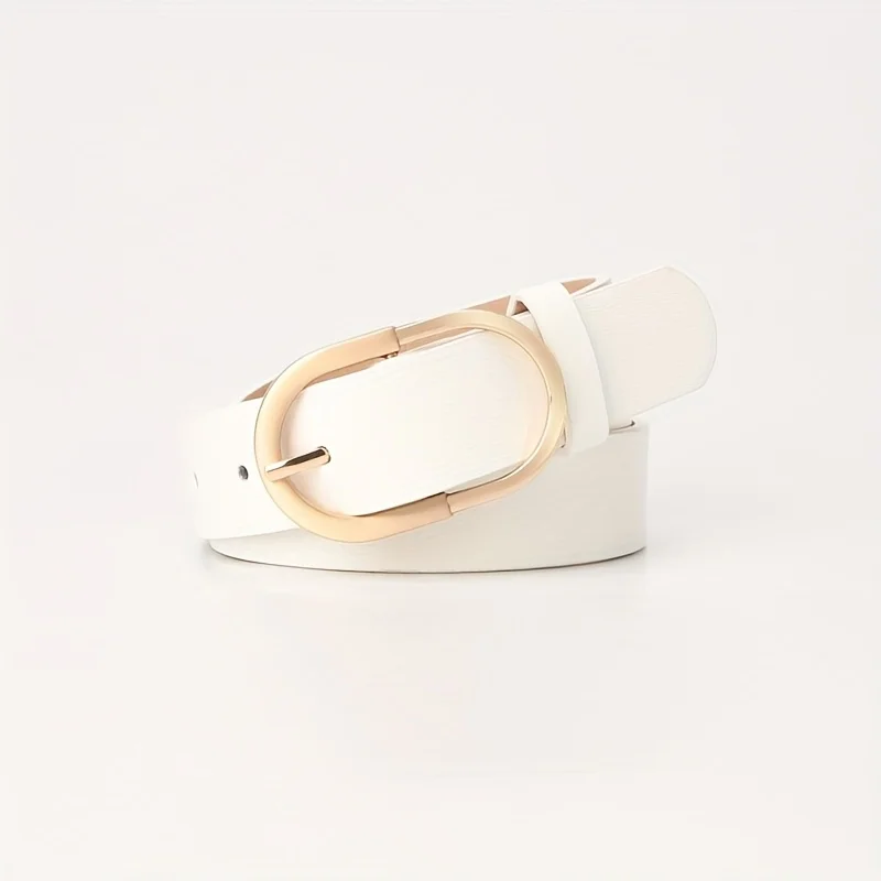 1pcs Women's Belt Fashion Classic Buckle PU Leather Belt Versatile Casual Golden Needle Buckle - Pair with Jeans, Pants, Dress