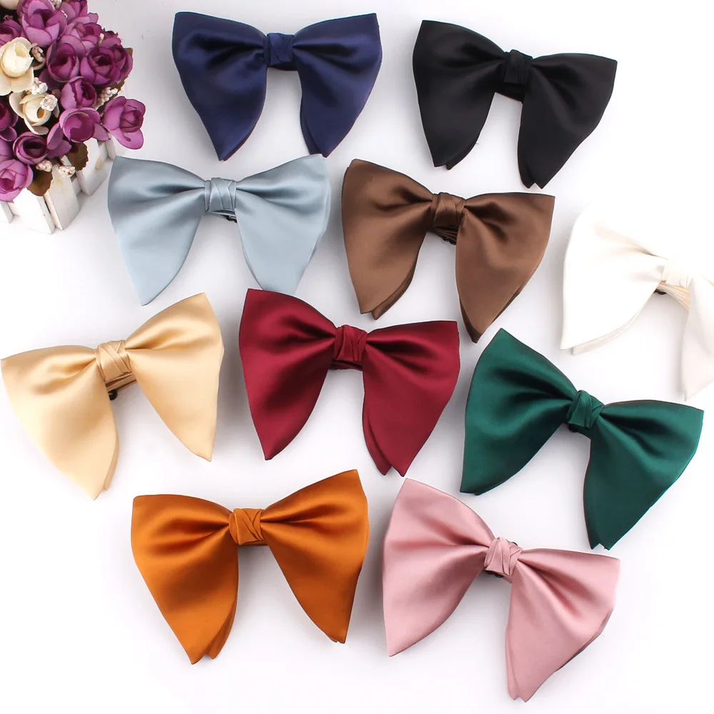 Big Bowtie Men Groom Wedding Solid Color Cravata Accessories Women Big Bow Tie Soft Neck Wear Knot Formal Gift For Men Women