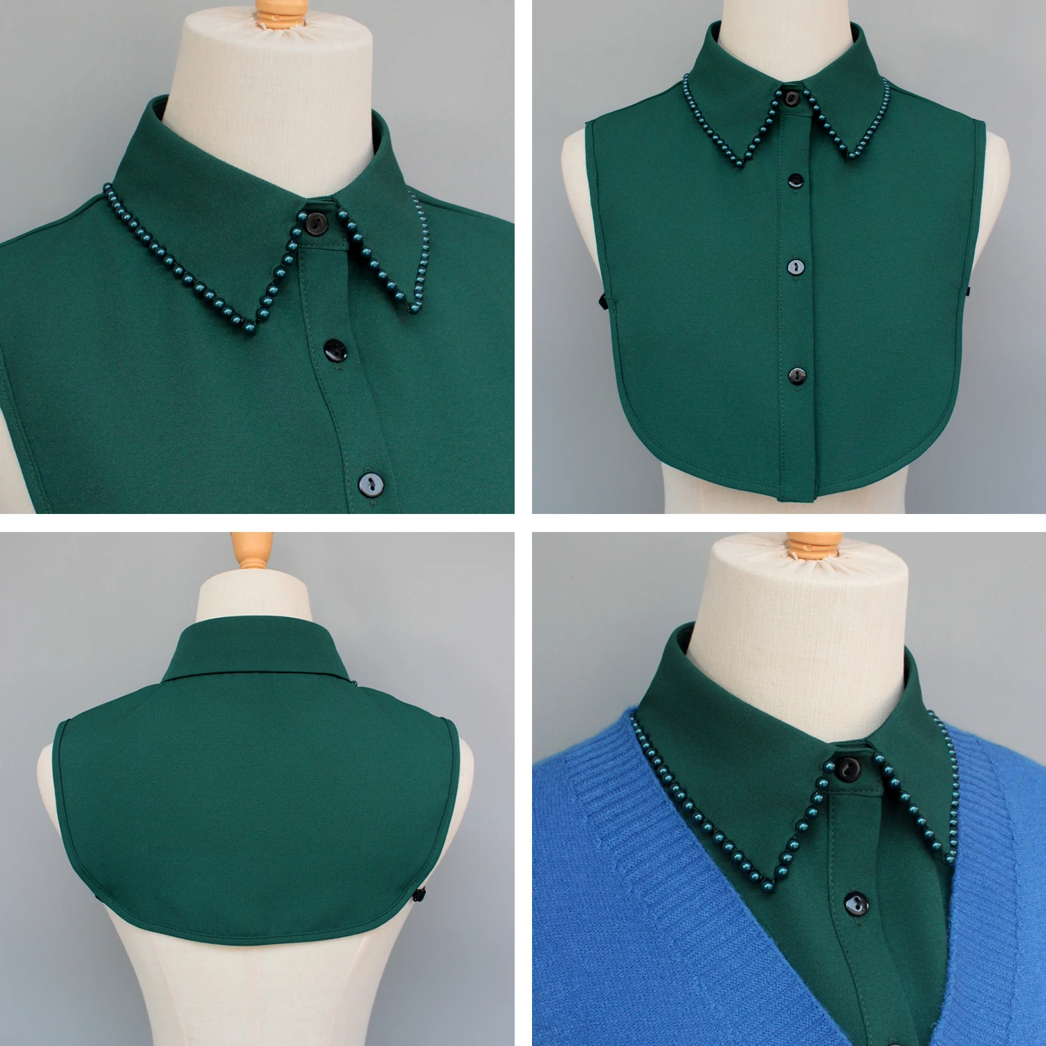 Exquisite Fake Collars with Hand-Sewn Pearl Embellishments. These Decorative Collars Are Unique, Versatile, and Detachable. The