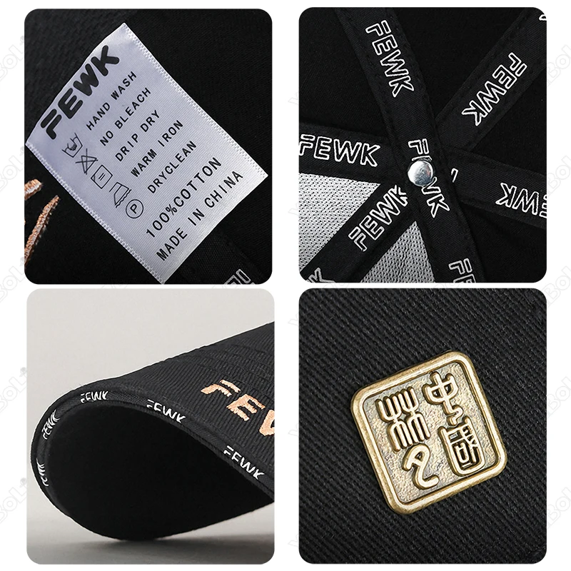 New Fashion High Quality Unisex Chinese Style Letters Embroidery Cotton Adjustable Baseball Cap Sun Hat Trucker Caps Dad Hats