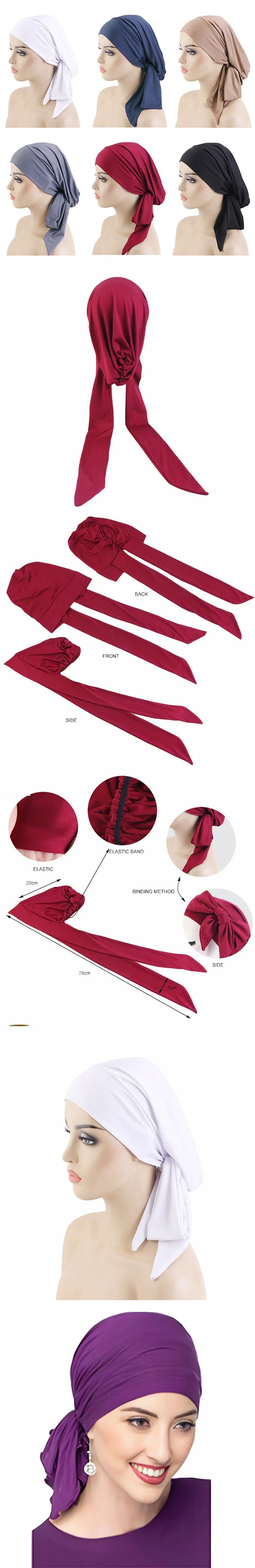 New Headscarves Ladies Hijab Hair Turban Chemo Cancer Head Scarf Bottom Cloth Headscarf Women Turban for Ladies Female Turban