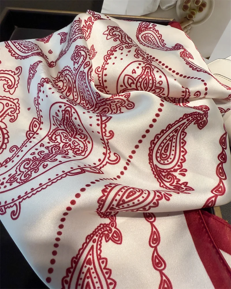 Luxury Paisley Print Square Scarf Soft Satin Scarf Neckerchief Popular Scarves Bandanna Suit Scarf Tie Neck Bag
