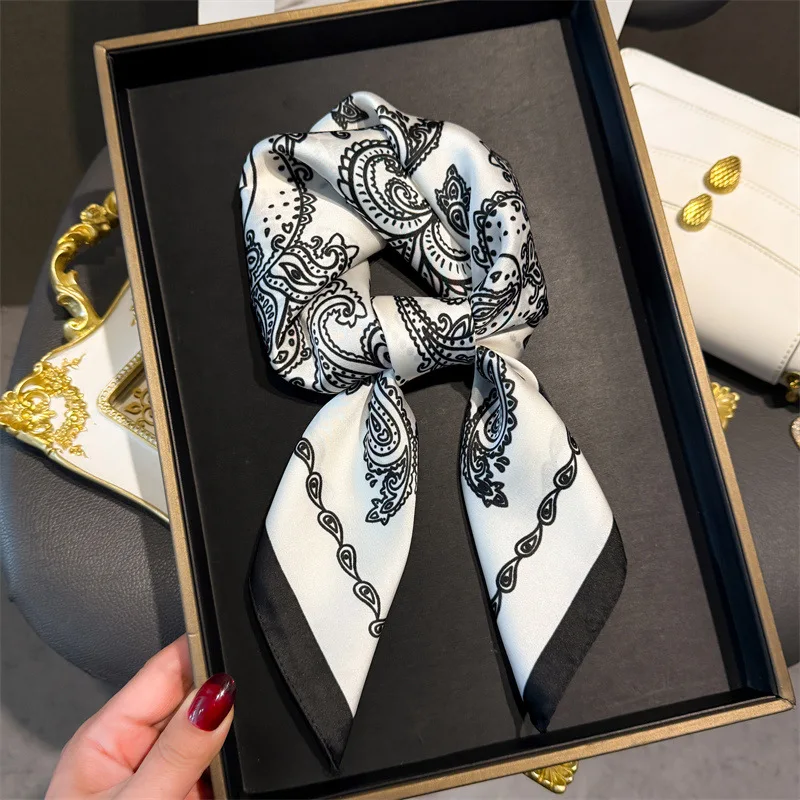 Luxury Paisley Print Square Scarf Soft Satin Scarf Neckerchief Popular Scarves Bandanna Suit Scarf Tie Neck Bag