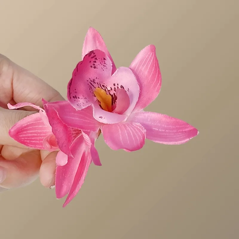 1pc Floral Hair Clip for Women Side Realistic Flower Hair Accessories Hairpin Orchid Hair Decoration Hair Flower