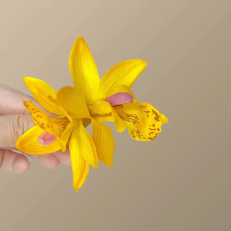1pc Floral Hair Clip for Women Side Realistic Flower Hair Accessories Hairpin Orchid Hair Decoration Hair Flower