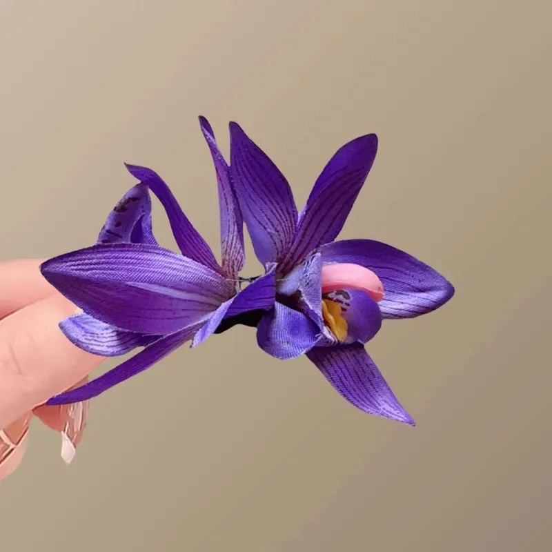 1pc Floral Hair Clip for Women Side Realistic Flower Hair Accessories Hairpin Orchid Hair Decoration Hair Flower