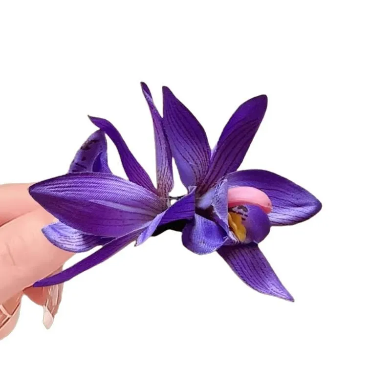 1pc Floral Hair Clip for Women Side Realistic Flower Hair Accessories Hairpin Orchid Hair Decoration Hair Flower