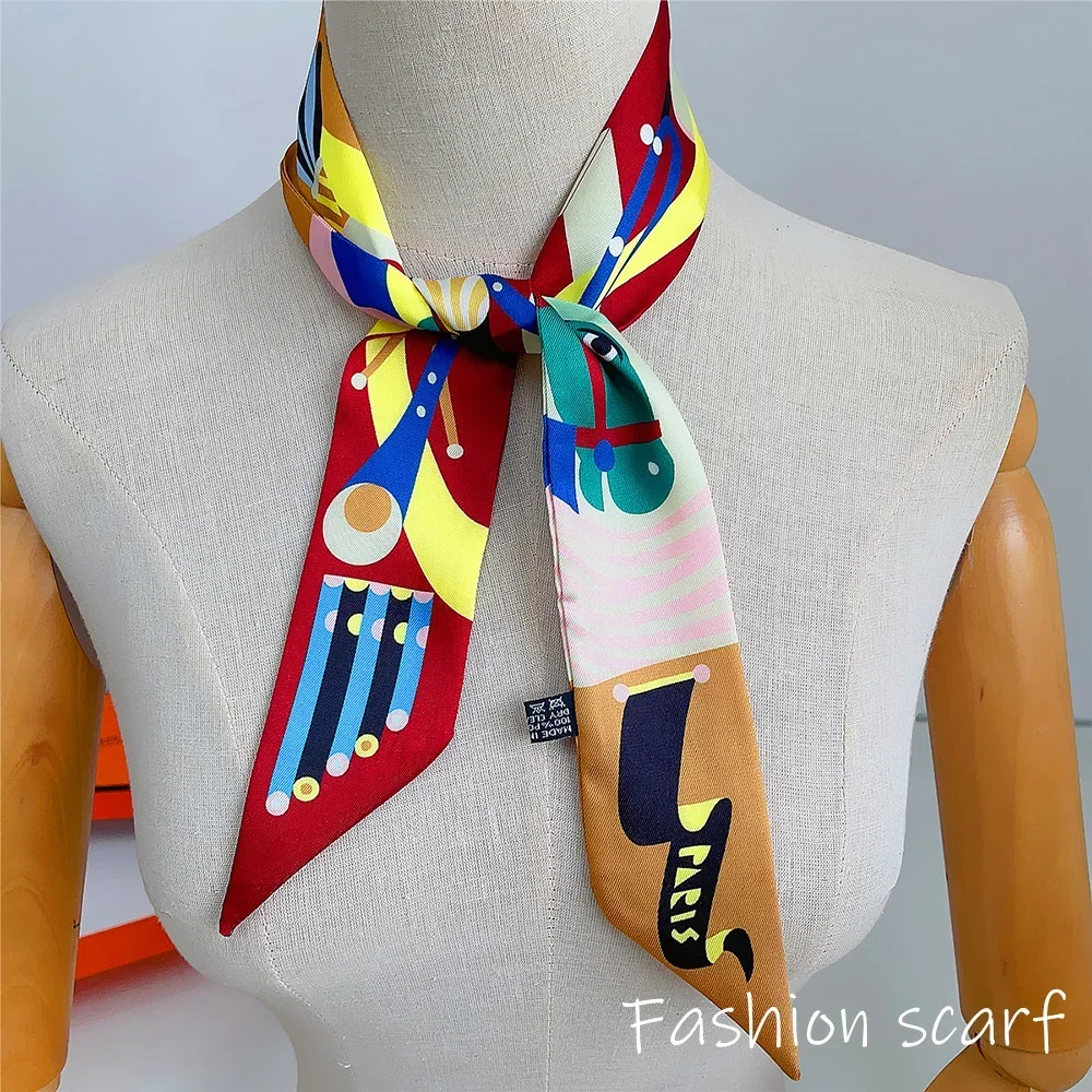Colorful Horse Print Scarf Long Strip Ribbon Korean Style Multi-use Women Accessories Hair Bandana Bag Wrap Neckwear New Arrival