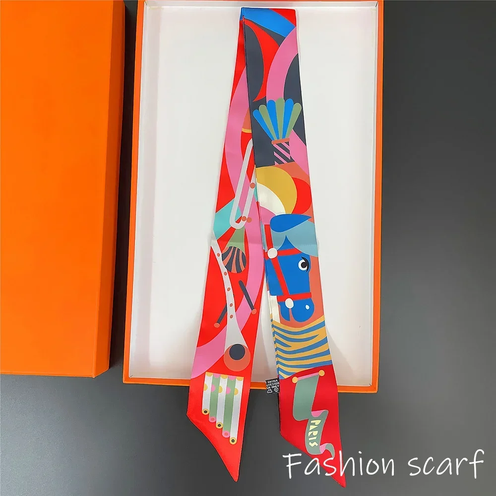 Colorful Horse Print Scarf Long Strip Ribbon Korean Style Multi-use Women Accessories Hair Bandana Bag Wrap Neckwear New Arrival