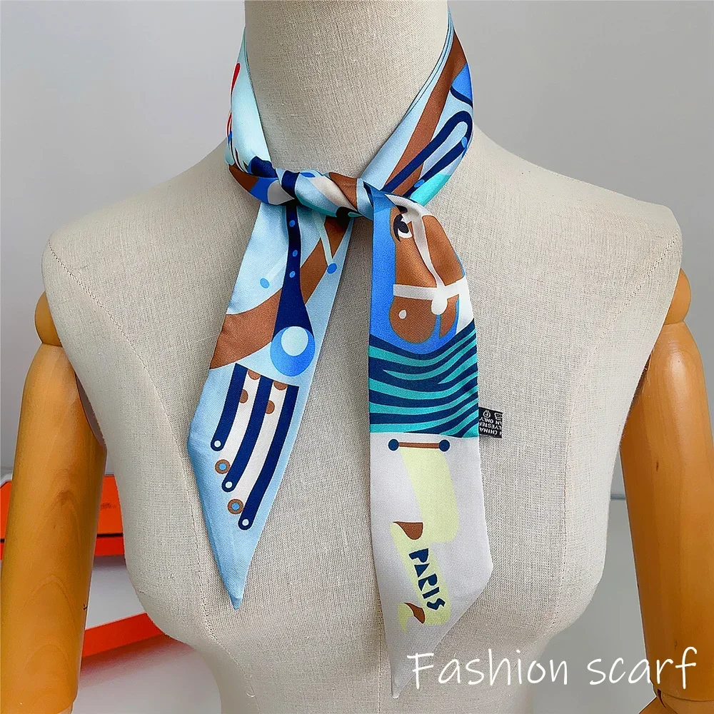 Colorful Horse Print Scarf Long Strip Ribbon Korean Style Multi-use Women Accessories Hair Bandana Bag Wrap Neckwear New Arrival