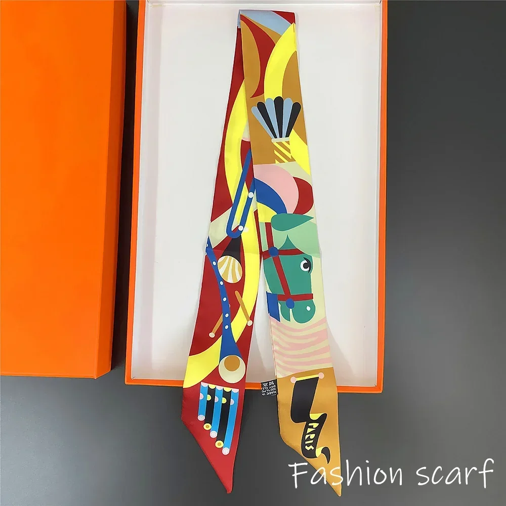 Colorful Horse Print Scarf Long Strip Ribbon Korean Style Multi-use Women Accessories Hair Bandana Bag Wrap Neckwear New Arrival