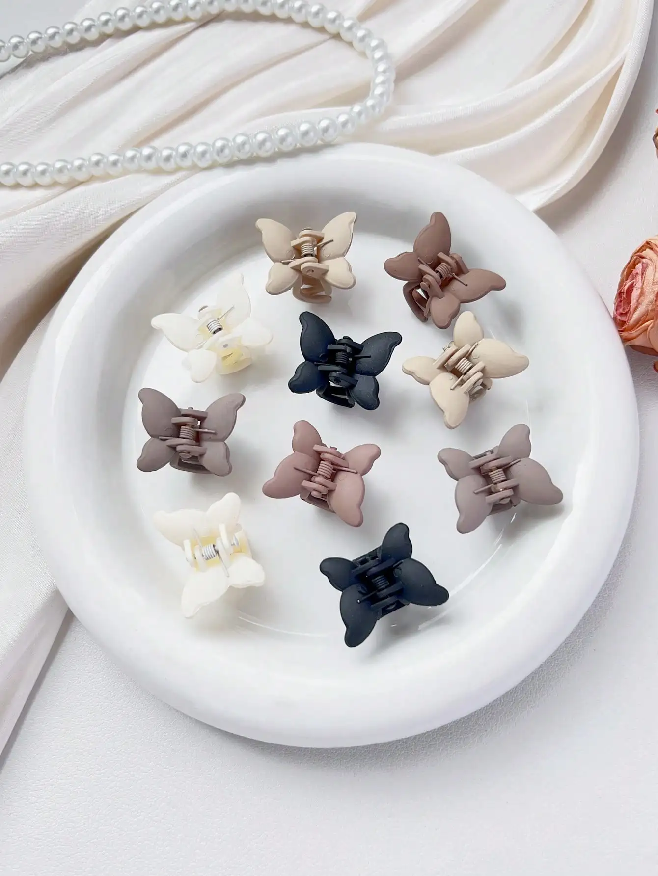10PCS Mini Butterfly Hair Clips Set for Women Girls Strong Grip for Thin Hair,Neutral Color Hair Styling Accessories