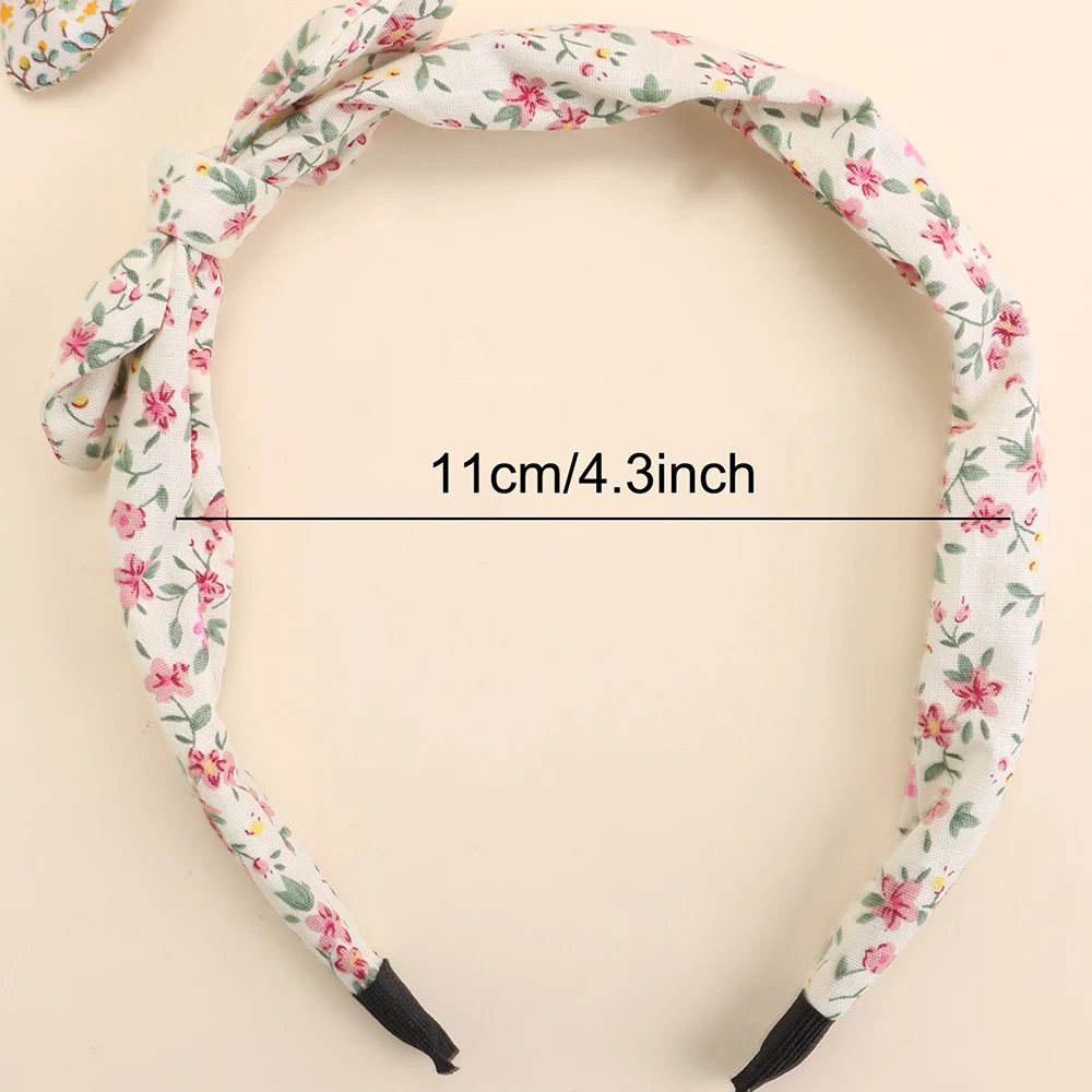 2Pcs Korean Knotted Bow Headbands Sweet Flower Hair Bands Floral Printed Head Hoop For Girls Children Tiara Diadem Accessories